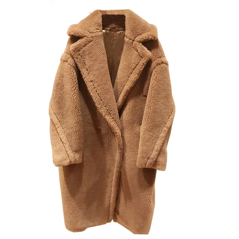 PUDI, новинка, женская мода, натуральный овечий мех, пальто для девочек, для отдыха, однотонная плюшевая куртка, пальто ct817 - Цвет: coffee