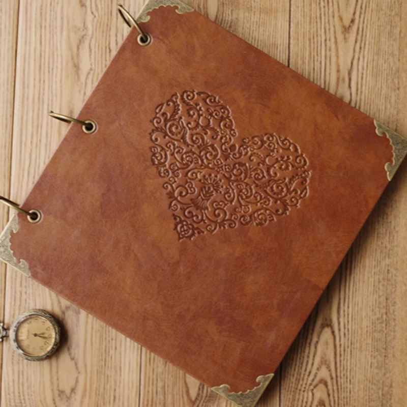 Personalized Vintage Photo album Leather Baby Wedding Guestbook Alternative /Scrapbook Album | Дом и сад