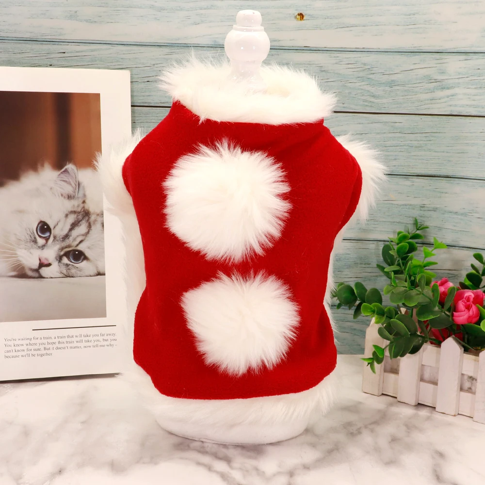Рождественская Одежда для собак, костюм для кошки, собаки, зимняя одежда для щенка, пальто для маленьких собак, кошки чихуахуа, йоркширская куртка - Цвет: Красный