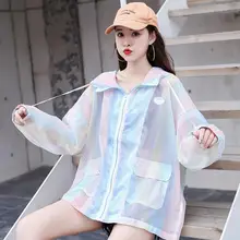 

2021 New Summer Women jacket Korean Fashion style UPF clothes Tie dye Hooded Oversize Loose Casual female jacket thin Breathable