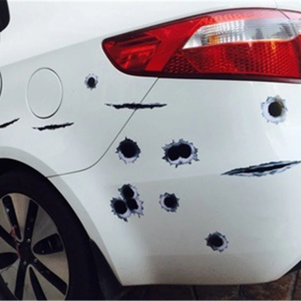 

1pc Car Stickers 3D Bullet Hole Funny Decal Car-covers Motorcycle Scratch Realistic Bullet Hole Waterproof Stickers