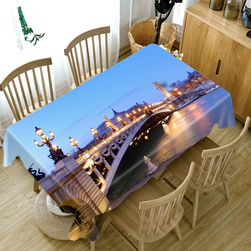3D Арка с видом на мост скатерть с рисунком утепленная хлопковая прямоугольная/круглая скатерть для свадебного пикника Вечерние