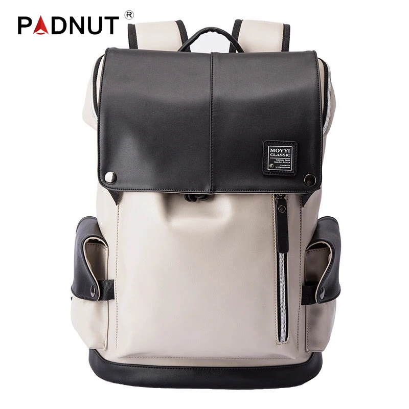 

Man Backpack Leather USB Recharging Laptop School Bag Male Waterproof Travel Multi-color backpack Fashion Casual Quality Men Bag