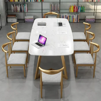 

Nordic marble table rectangular light luxury dining table designer Multi post-modern minimalist conference table Office table