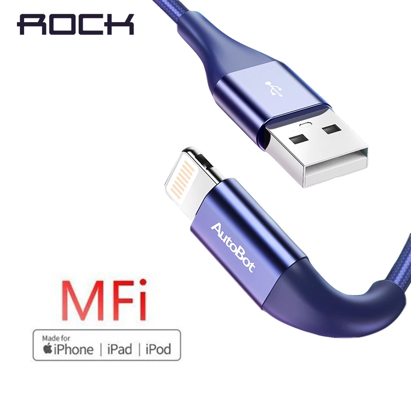 ROCK MFI Lightning USB Cable for iPhone 11 X Xs Max 2.4A Fast Charging Data 8 Pin 7 6Plus Charge Cord | Мобильные телефоны и