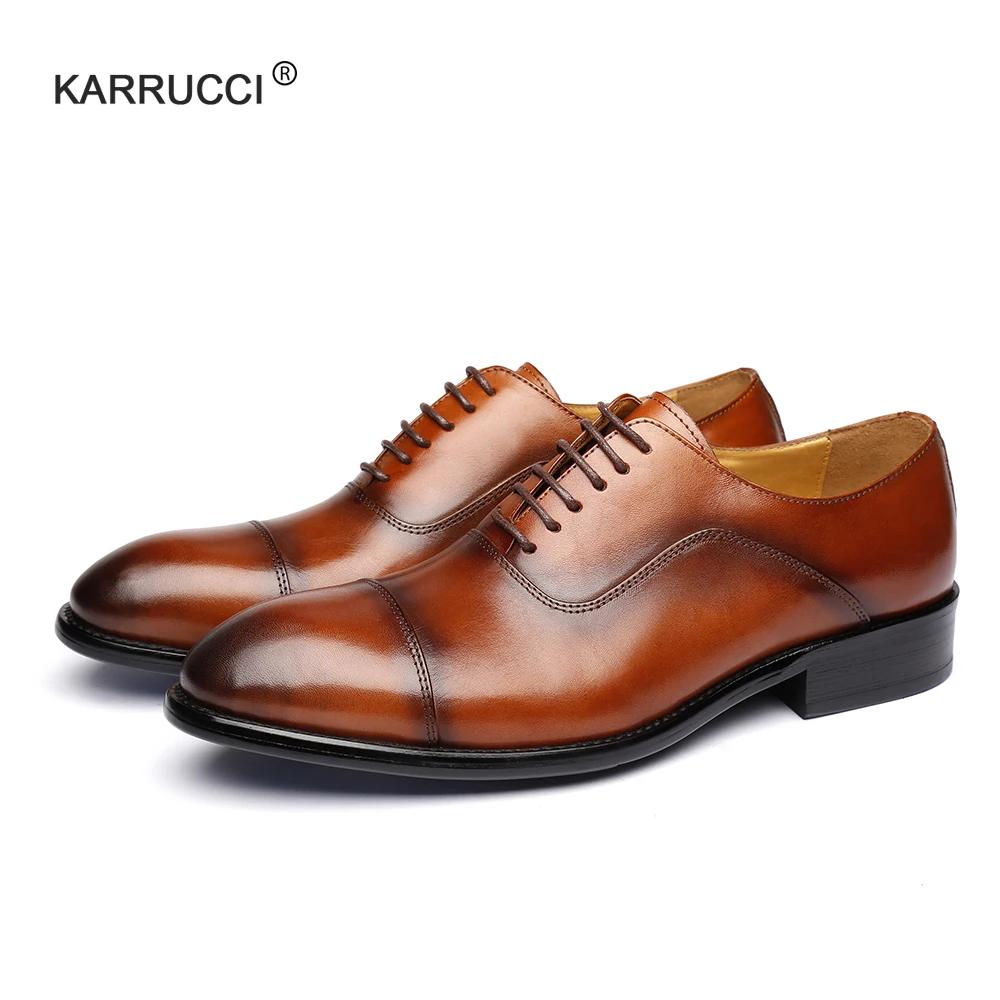 Мужские официальные туфли ручной работы KARRUCCI из натуральной кожи оксфорды