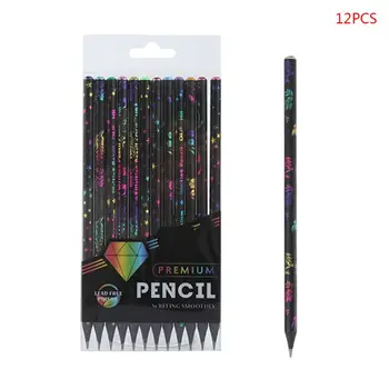 

12pcs/box DIY HB Pencil Printing Diamond Color Wood Pencils Drawing Stationery