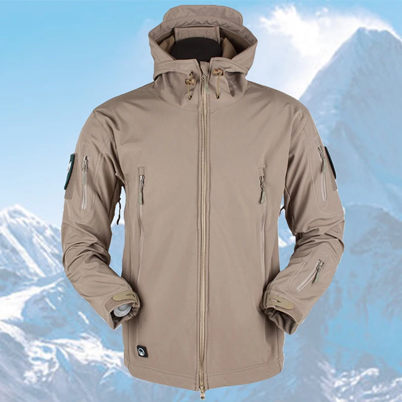  Men Winter Outdoor Waterproof SoftShell Jacket Men Waterproof Army Soft Shell Coat Warm Windbreaker