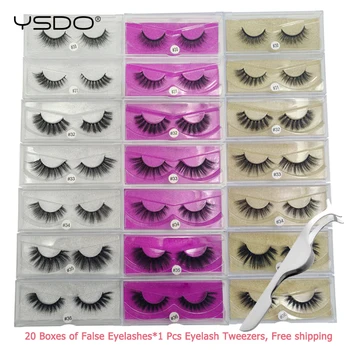 

Wholesale 20 pairs mink eyelashes strip 3d faux mink lashes makeup full strip lashes hand made false eyelashes natural cilios #3