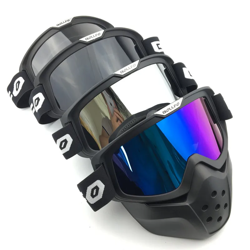 

100% New Vintage Motorcycle Modular Mask Goggles with Mouth Filter Perfect for Open Face Shark Motorcycle Half Helmet Matt Black