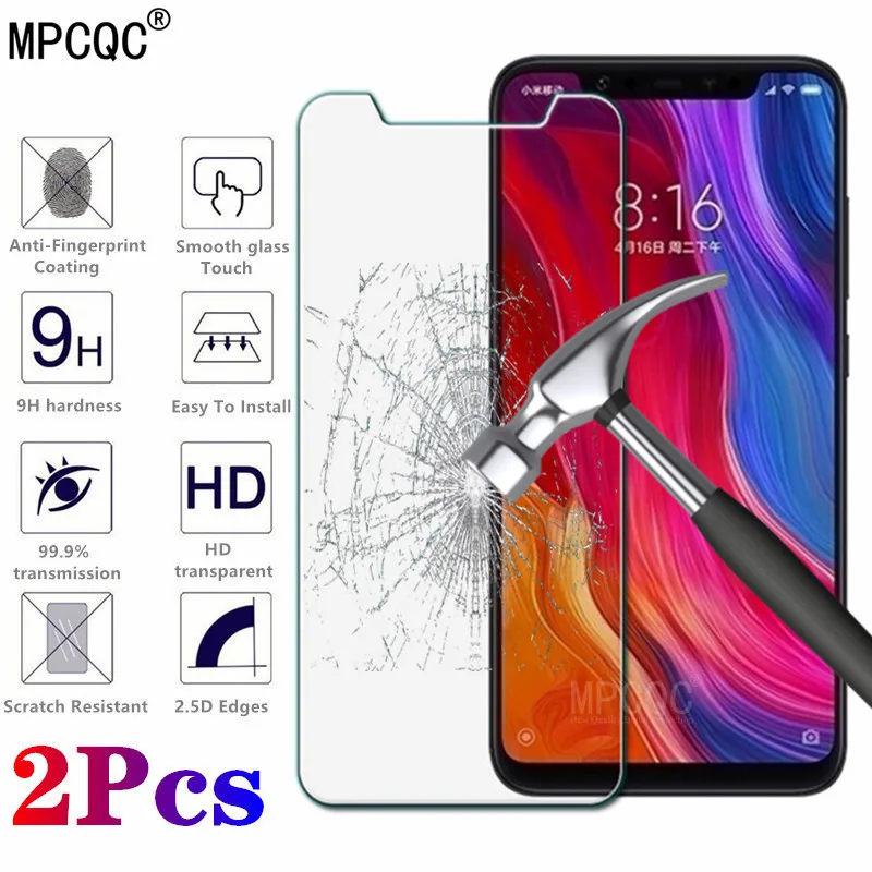 2 шт/партия для стекла Xiaomi mi 8 Lite Защитная пленка экрана из закаленного Pro