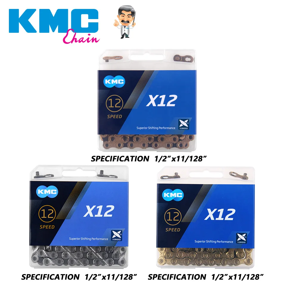 

KMC X12 12 speed 126L Mountain Bike Bicycle Chain GOLD, Black-Gold, Silver and Magic Button for MTB/Road Bicycle Parts