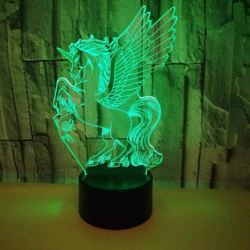3D Led форма ночник креативный Usb 7 цветов Единорог изменить Настольная лампа с персонажами из мультфильмов спальня освещение сна Декор дети подарки на день рождения