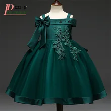 DE PEACH/новые рождественские детские вечерние платья принцессы платье для девочек для свадебной вечеринки, дня рождения, с цветочным кружевом, Vestidos, детская одежда