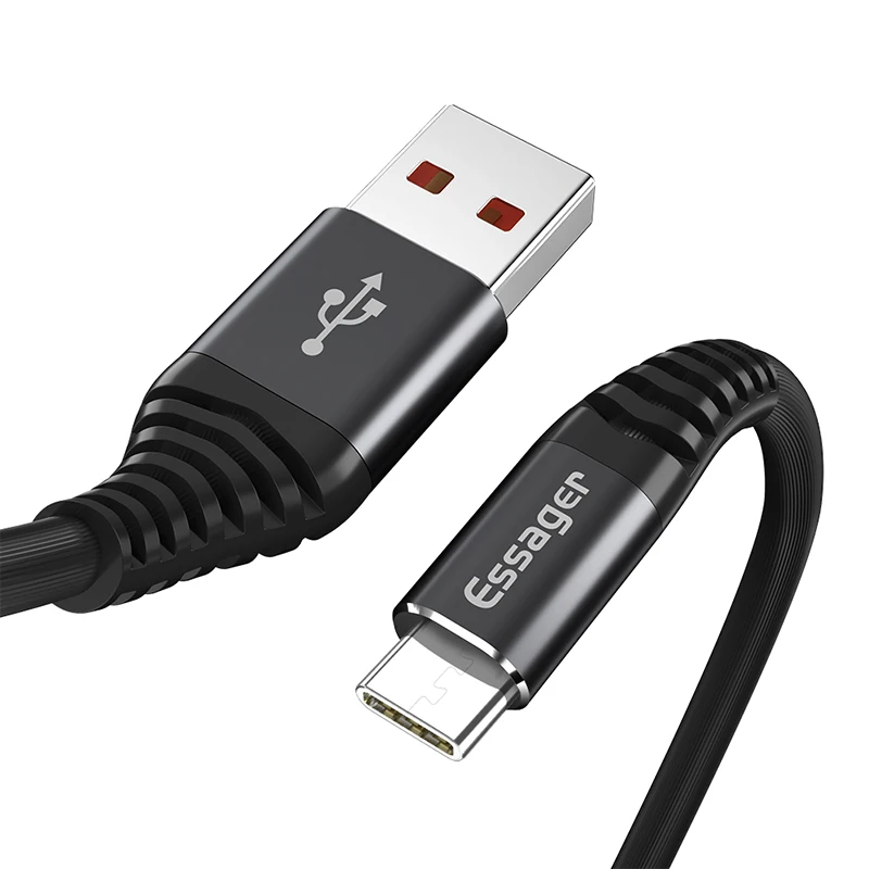 Essager usb type C кабель для Xiaomi mi 9 8 mi 9 mi 8 huawei P20 P30 samsung S10 S9 Быстрая зарядка USBC кабель type-c USB-C зарядное устройство - Цвет: Черный