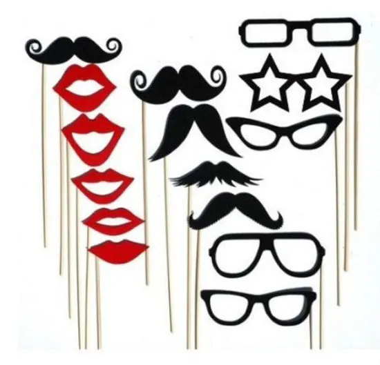 

Currently Available Wholesale 15 Pieces Wedding Lip Red Black Paper Beard Frame Welcome Fun Funny Props Holiday Party