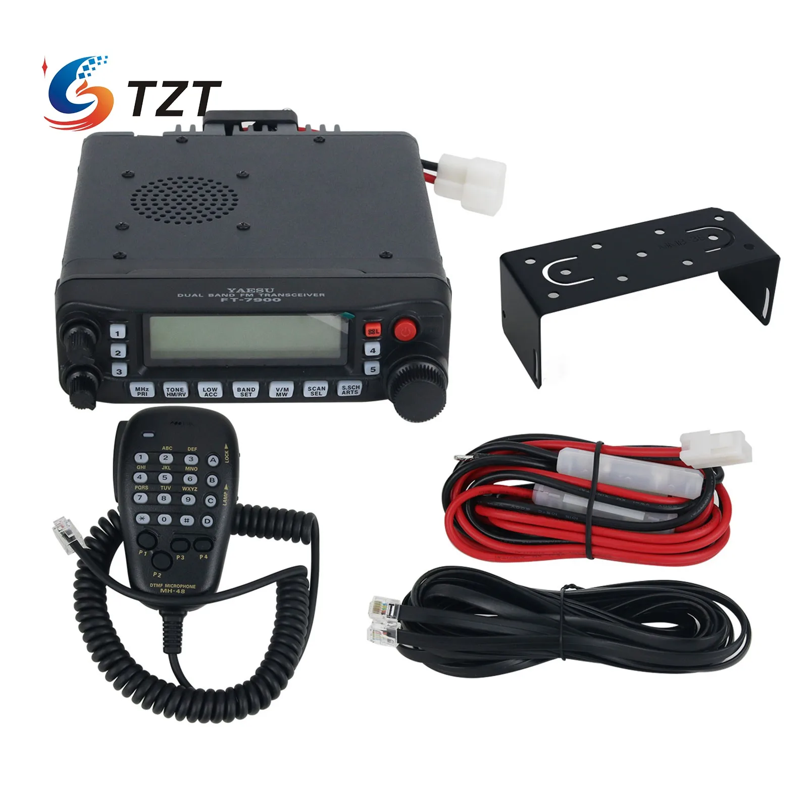 Tzt Yaesu Ft-7900R Ricetrasmettitore Fm Dual Band Radio Mobile Uhf Vhf 50W Senza/Con Morsetto Di Linea Dell'Alimentatore Dell'Antenna