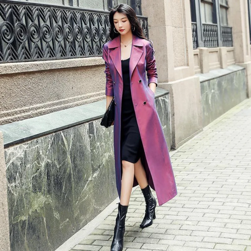 Rompevientos morado mágico para mujer, nueva sensación vertical, temperamento Camaleón de longitud media sobre la rodilla, Otoño/Invierno, 2021