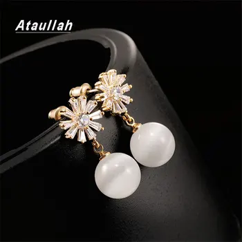 

Ataullah Fashion Dangle Hanging Drop Earrings Sterling Silver 925 Jewelry Pearl Opal Snowflake Earring for Women Gift EW036