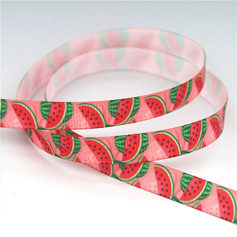 DHK 3/8'' 5yards Fruit Watermelon Lemon Strawberry printed grosgrain ribbon Accessory hairbow headwear DIY 9mm C1928