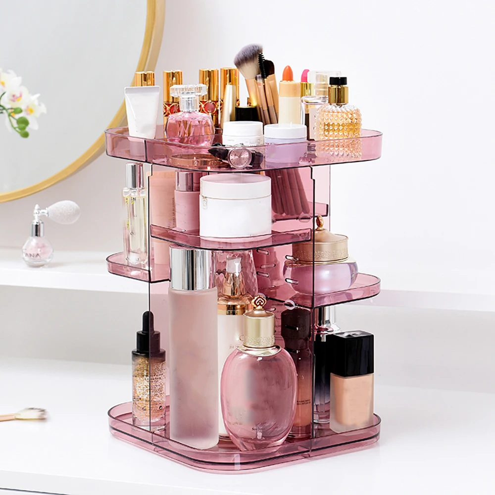 

Makeup Organizer Cosmetic Storage Box Make up Organizador For Lipstick Jewelry Box Rotating Case Dressing Table Holder Organizer