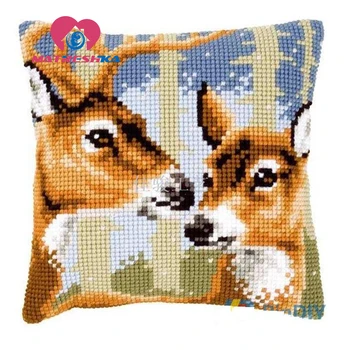 

pillow cross stitch Deer embroidery carpet hook needlework embroidery pillow crafts do it yourself home decor