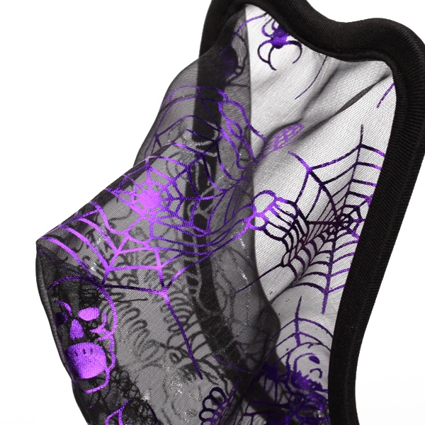 Sexy Mens Pouch C-string Thong Panty Briefs Purple w/ Spider Web Skull Pattern  Sexy Lingerie Men Thong Bikini Underpants gay