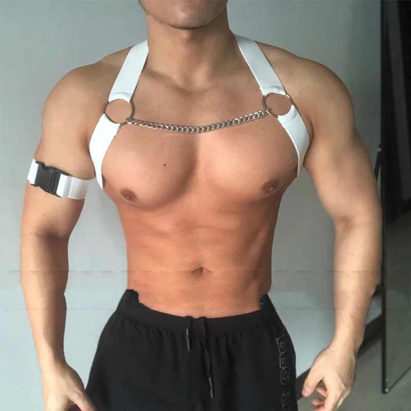 

Nightclub Male Singer Sexy Cosplay Harness Belt Male Adjustable Chest straps Bondage Strap Crop Top