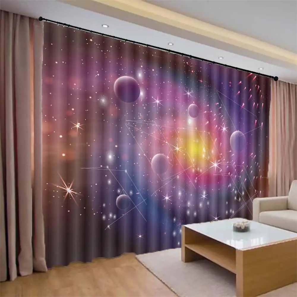 Starry sky 3D Window Curtains Living Room Wedding Bedroom Cortinas European Style Thick and Practical | Дом и сад
