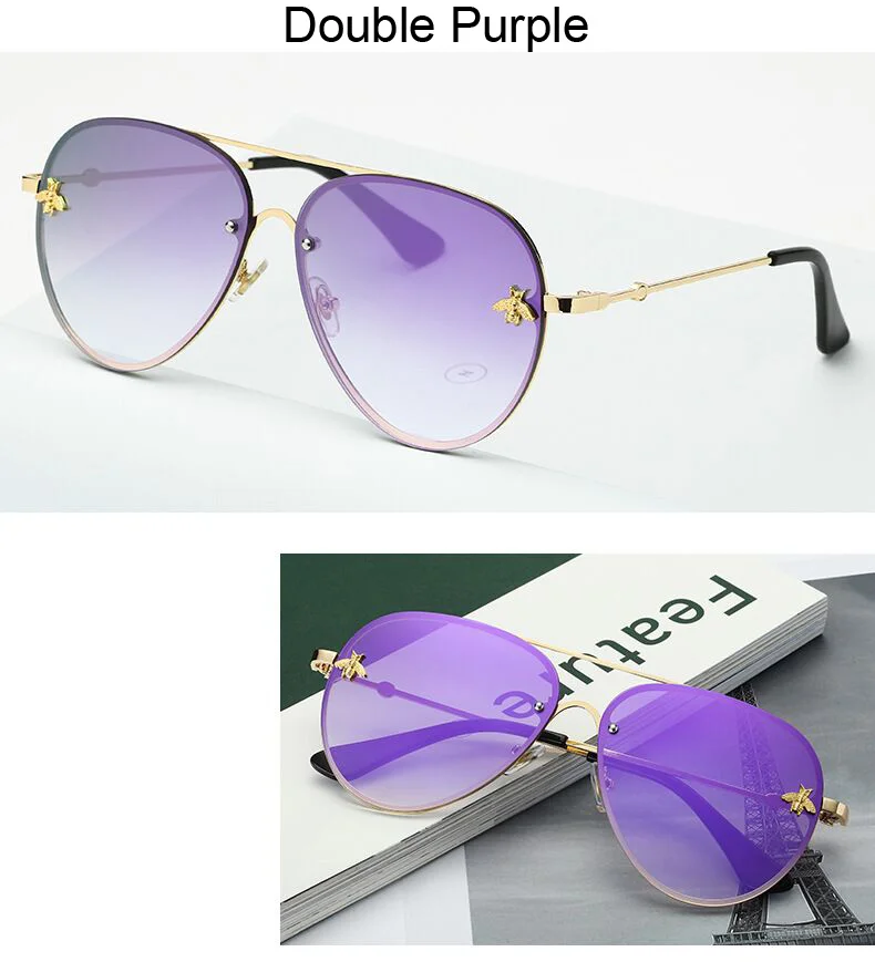 Luxury Rimless Sunglasses Women Vintage Brand Designer Metal Gradient Sun Glasses Female Ocean Mirror Aviation Oculos De Sol Women's Glasses