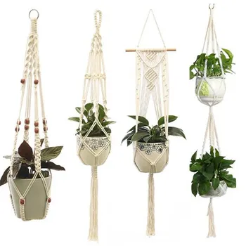 

Home Decoration 4pcs/set Wall Hanging Planter Plant Holder American Style Plant Hangers Handmade