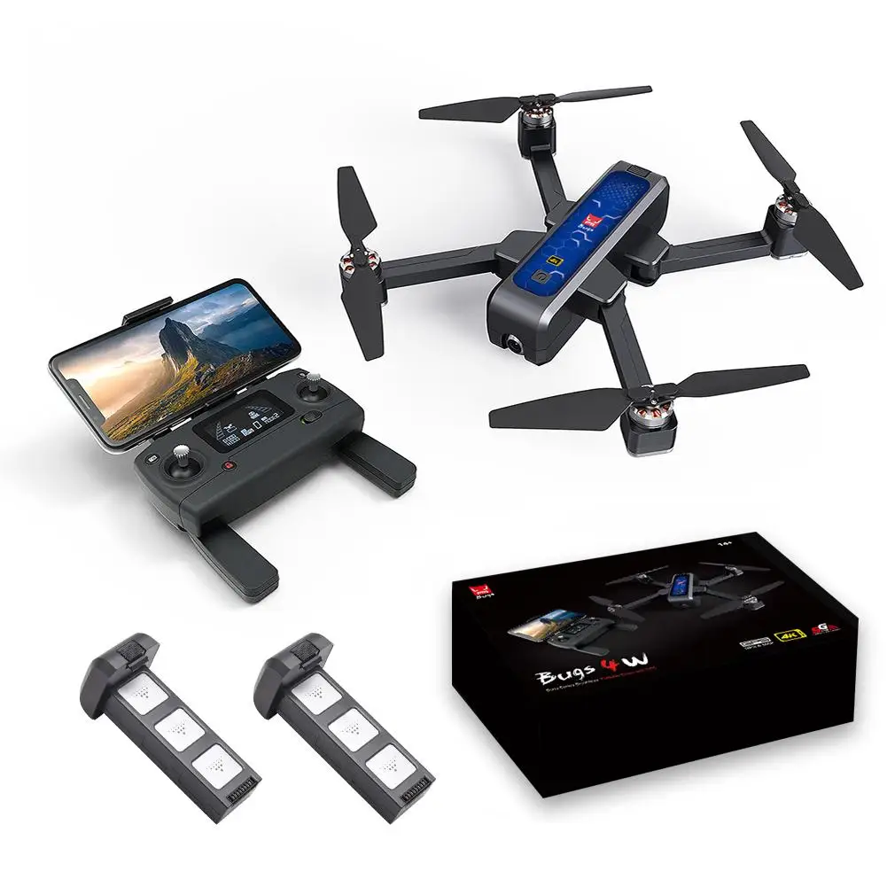 Для MJX Bugs B4W Дрон с дистанционным управлением 4K 5G WiF HD камера FPV складной Дрон с бесщеточным Мотором глобальная позиционирование - Цвет: White