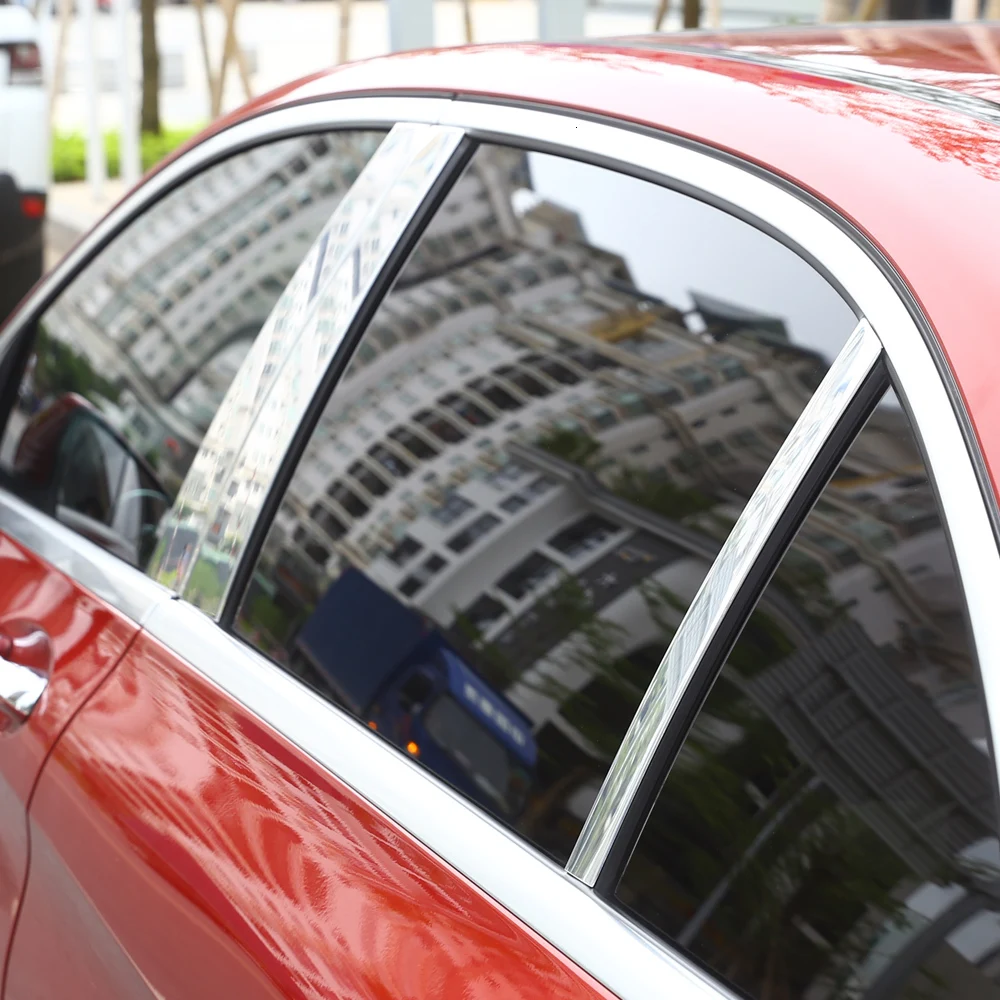 6 шт./компл. для Mercedes benz W205 C Class 20 полированная Алюминий сплава B C окном столб отделка комплект Крышка отделкой аксессуар