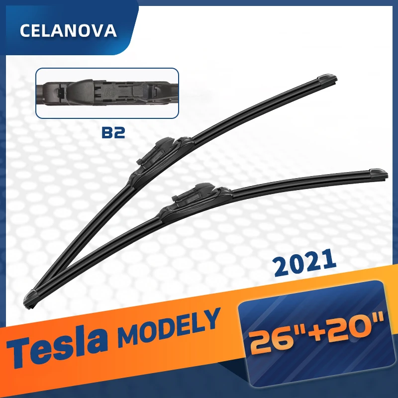 Celanova 테슬라 모델 2021 윈드실드 와이퍼 블레이드, 프레임리스 윈드스크린 고무 와이퍼, 26 인치 + 20 인치