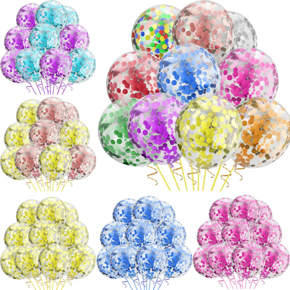 12 Inch 10pcs Transparent Balloon Confetti Helium Baby Shower Birthday Party Wedding Decoration  Sequins 5 inch metal balloon 10pcs cake topper cloud shape confetti balloons for birthday baby shower wedding party decor home supplies