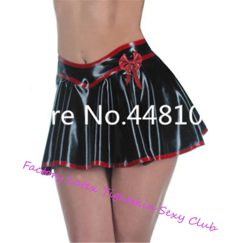 

Sexy Women Handmade Latex A-Line Shirts with Red Edge for Girls Mini dress Princess Holiday Shirts