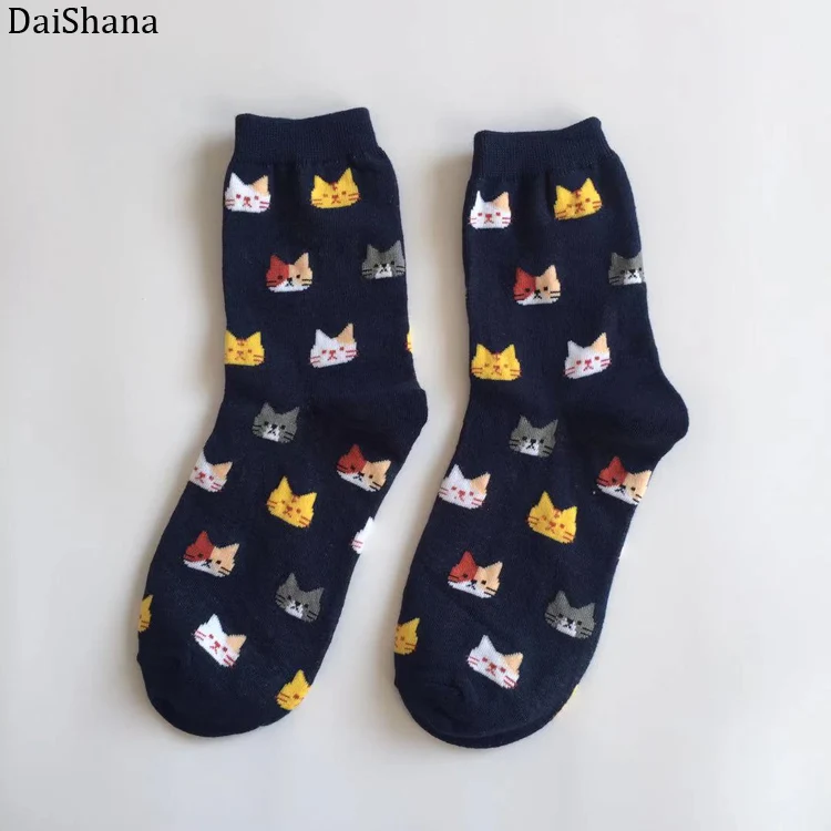 Новое поступление Для женщин носки детские носки с мультяшными рисунками в форме животных милый кот; утепленные ботильоны; короткие Повседневное для девочек, плотные теплые хлопковые носки для женщин рождественские подарки 1 пара - Цвет: Navy Blue