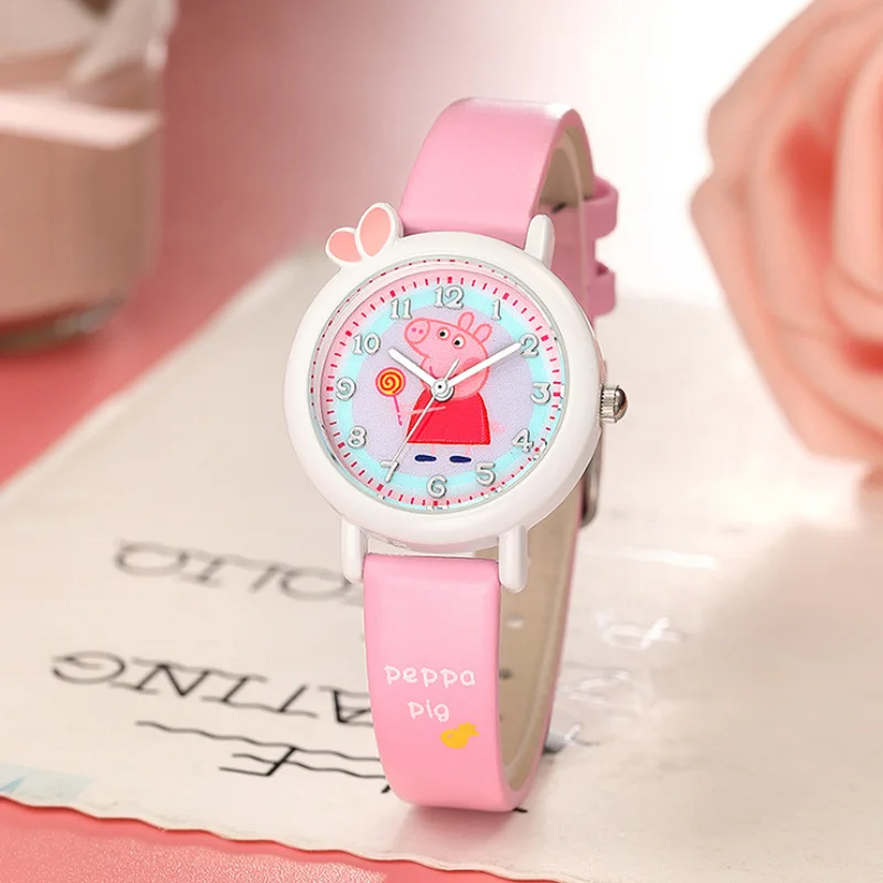 1 Оригинальные Peppa часы с изображением свинки 5 стилей мальчики и девочки студенческие водонепроницаемые кварцевые часы милый мультфильм детские игрушки часы - Цвет: 1