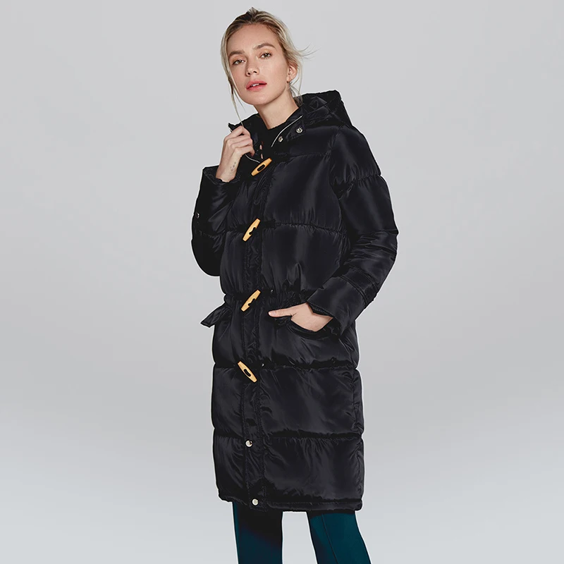 Зимняя женская куртка, S-XXL, длинная, с капюшоном, с хлопковой подкладкой, Женское пальто, высокое качество, теплая верхняя одежда, Женская парка, Manteau Femme Hiver - Цвет: Black