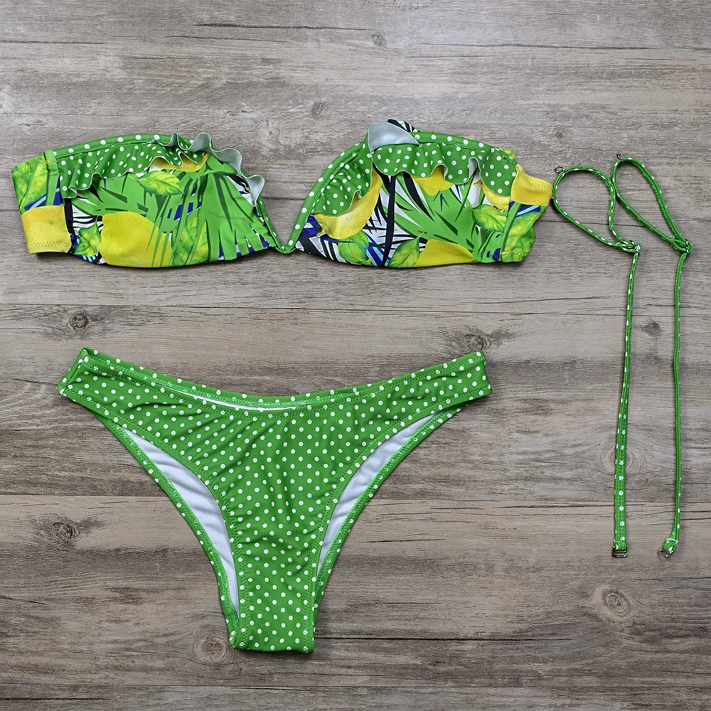 

2020 New Style Europe And America Printed Split Type Bikini Bathing Suit Hipster Two-Piece Set WOMEN'S Swimsuit
