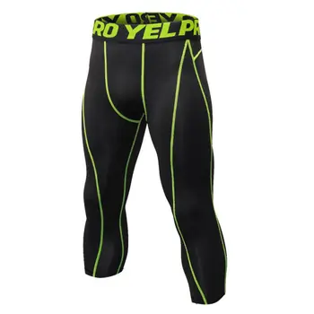 3/4 Running Compression Pants Tights Men Sports Leggings Fitness Sportswear Long Trousers Gym Training Pants Skinny Legging 2