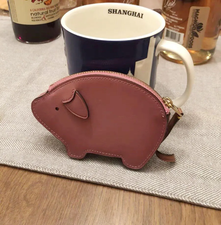 

Limited New Leather Piggy Coin Purse Small Wallet Cute Pig Card Pack Coin Bag Key Baotou Skin