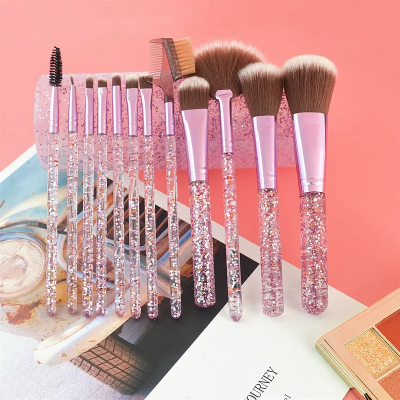 

Glitter 12pcs Lovely Pink Unicorn Eye Brushes Set Eyeliner Eyebrow Eyeshadow Makeup Brushes Set Cosmetic Beauty maquiagem Tools