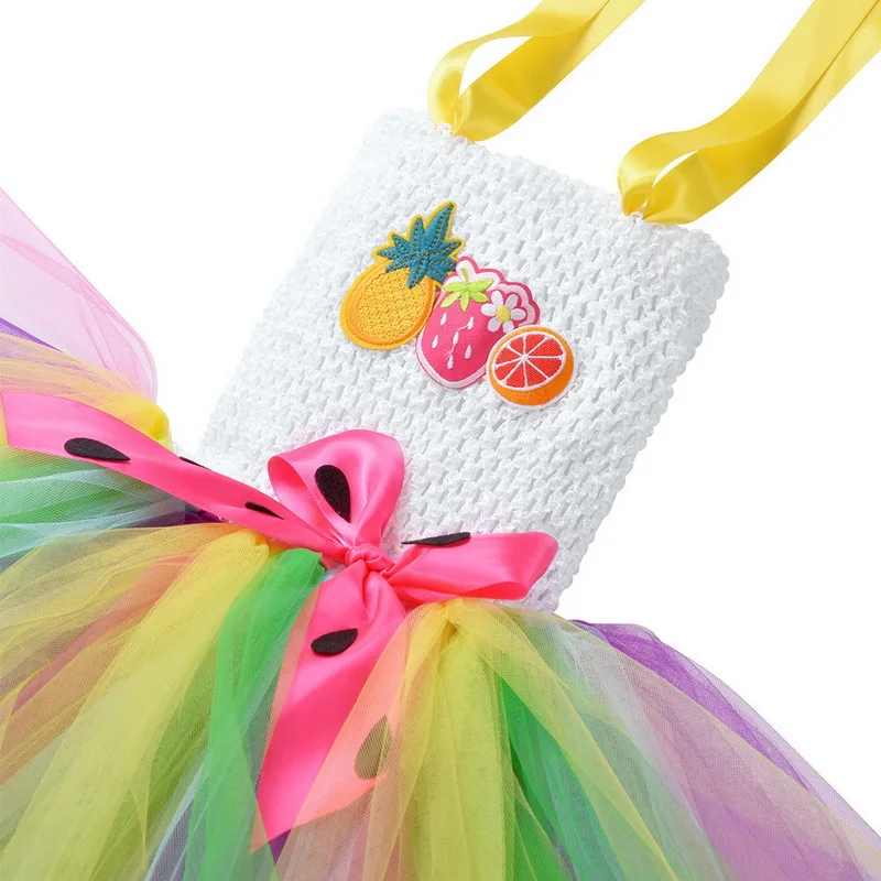 Cute Toddler Summer Tutu Dress for Kids Fruit Birthday Party Dresses Baby Girl Rainbow Clothes Girls Strawberry Costume 2-8T
