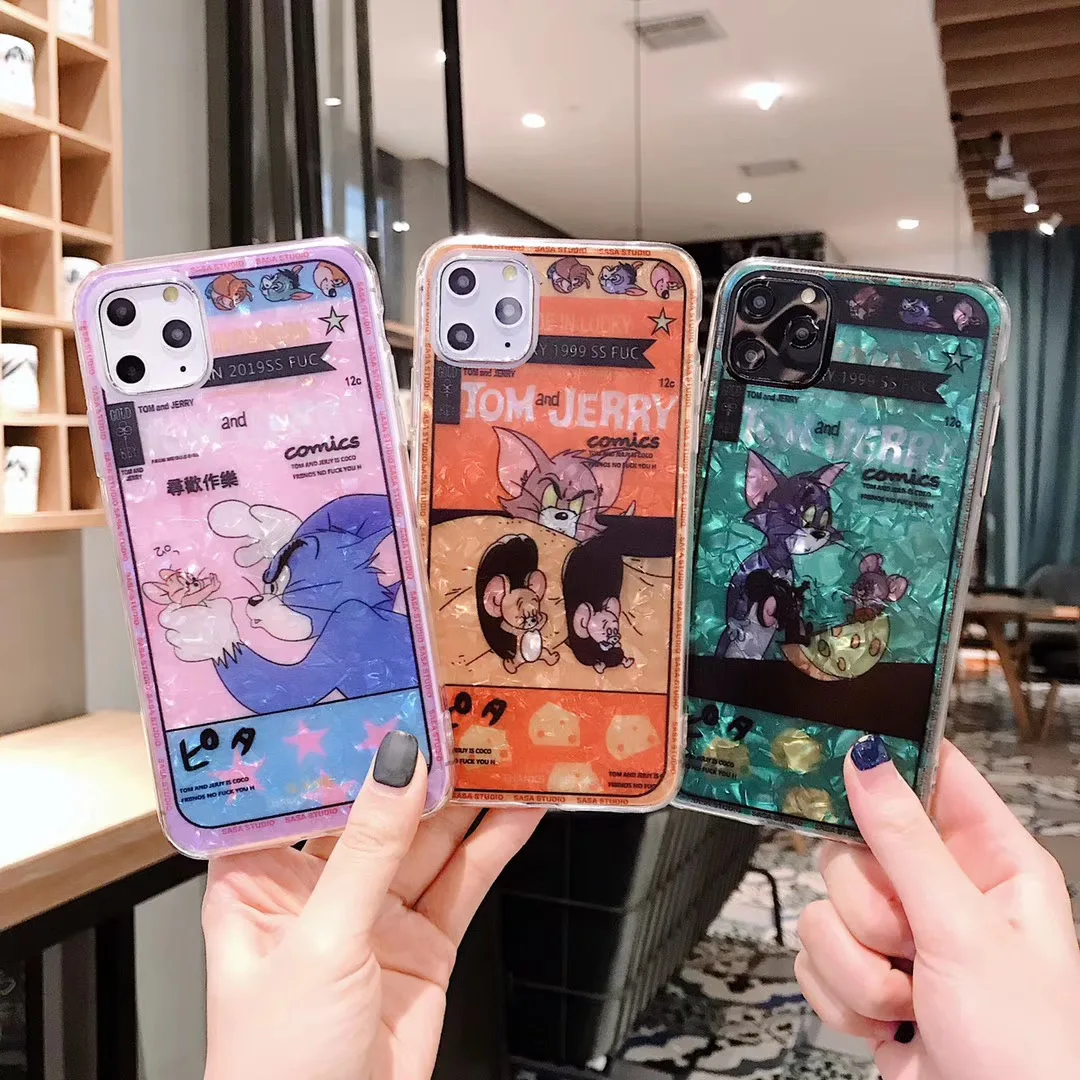 Cute Cartoon Tom Jerry Funny pattern phone case for iPhone 11 pro MAX Xs Xr X 6 6s 7 8 plus couple soft back cover |