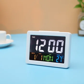 

Color Large Screen LCD Electronic Clock Table Clock with Temperature Alarm Clock date week Complex Explicit large number display