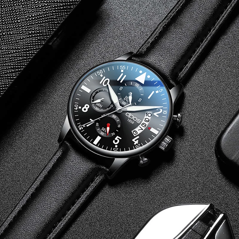 

Watches Men Relogio Masculino Fashion Sport Stainless Steel Case Leather Band Watch Quartz Business Wristwatch Reloj Hombre 2019