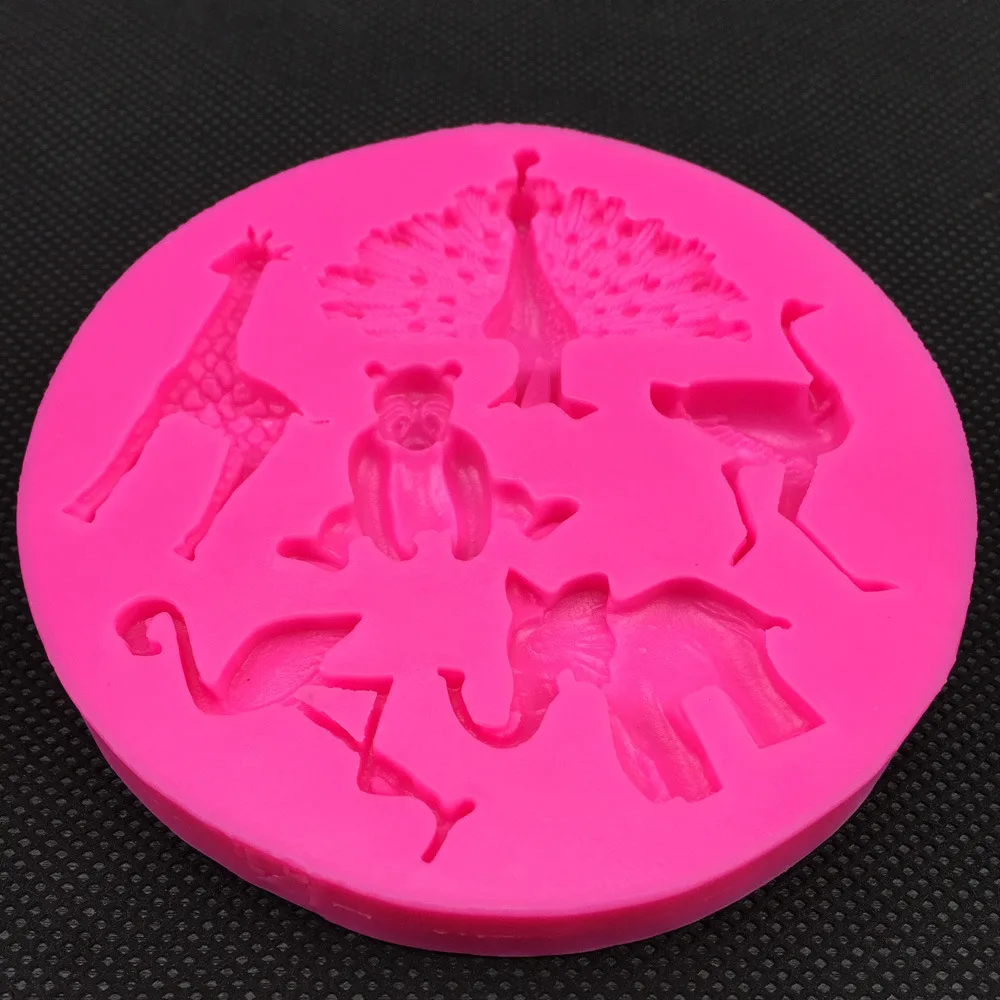 

Polymer Concrete Molds Peacock Elephant Flamingo Giraffe Bear Designer DIY 3D Concrete Candle Silicone Plaster Mold