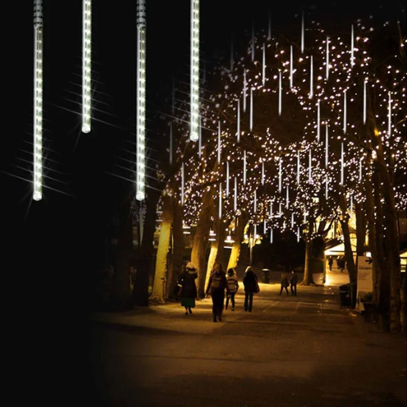 30/50cm LED Outdoor String Lights Meteor Shower Rain 8 Tubes LED String Light Waterproof Tree Decoration Light For Party Garden