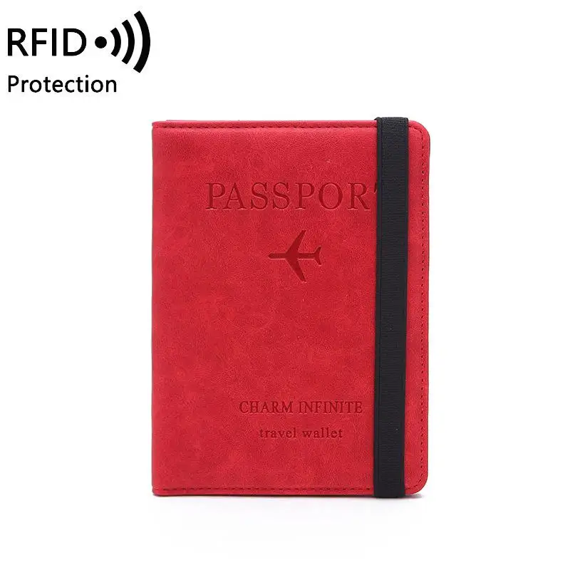 Rfid защита паспорта держатель кошелек из искусственной кожи кредитный держатель для карт женщин и мужчин путешествия кошелек посадка на борт держатель для карт - Цвет: Красный